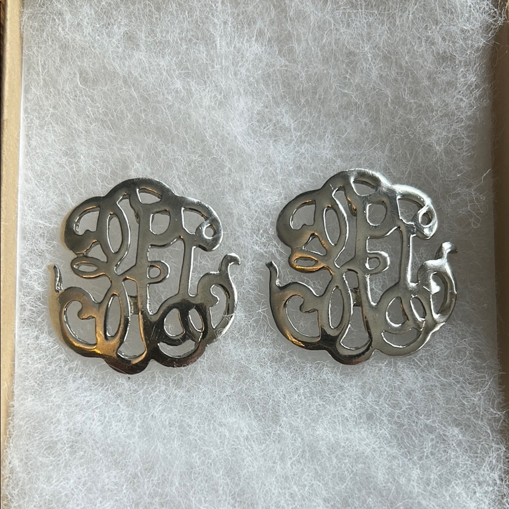 Elegant Silver Monogram Earrings